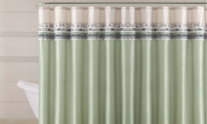 Victoria Classics Poetica Faux Silk Pieced Fabric Shower Curtain